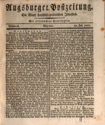 Augsburger Postzeitung Mittwoch 12. Juli 1837