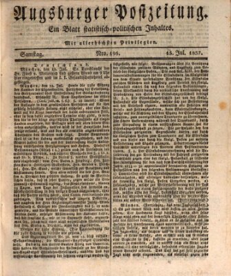 Augsburger Postzeitung Samstag 15. Juli 1837