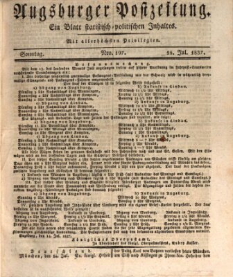 Augsburger Postzeitung Sonntag 16. Juli 1837