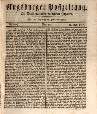 Augsburger Postzeitung Mittwoch 19. Juli 1837