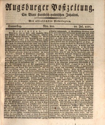 Augsburger Postzeitung Donnerstag 20. Juli 1837