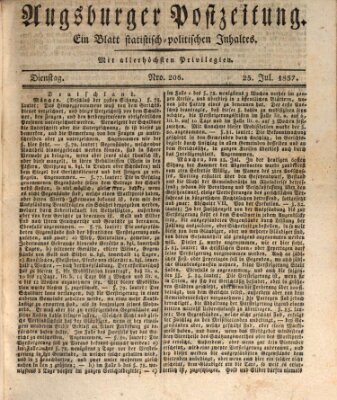 Augsburger Postzeitung Dienstag 25. Juli 1837