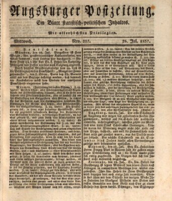 Augsburger Postzeitung Mittwoch 26. Juli 1837