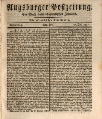 Augsburger Postzeitung Donnerstag 27. Juli 1837