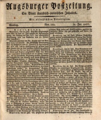 Augsburger Postzeitung Montag 31. Juli 1837