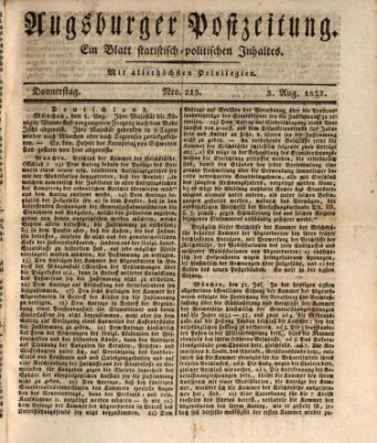 Augsburger Postzeitung Donnerstag 3. August 1837