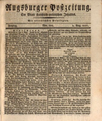 Augsburger Postzeitung Freitag 4. August 1837