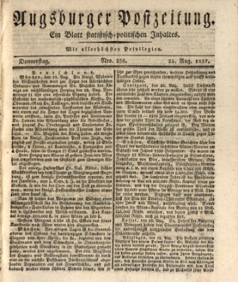 Augsburger Postzeitung Donnerstag 24. August 1837