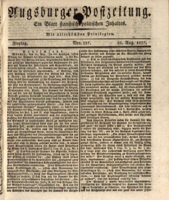 Augsburger Postzeitung Freitag 25. August 1837