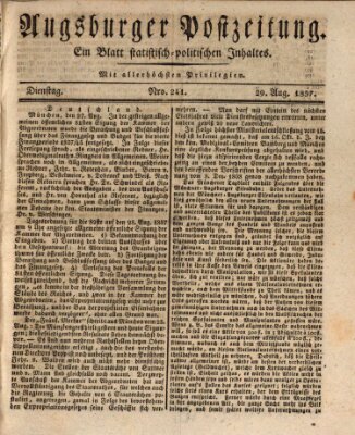 Augsburger Postzeitung Dienstag 29. August 1837