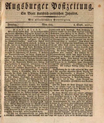 Augsburger Postzeitung Freitag 1. September 1837