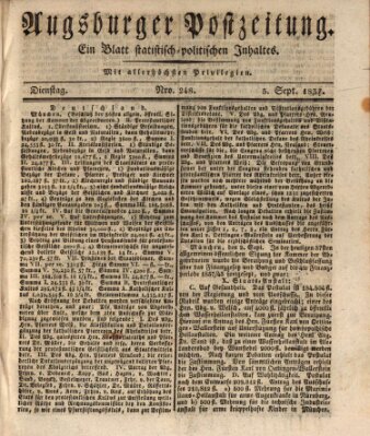 Augsburger Postzeitung Dienstag 5. September 1837