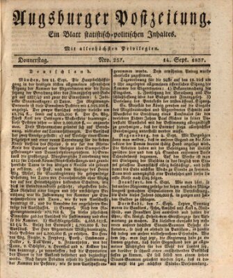 Augsburger Postzeitung Donnerstag 14. September 1837