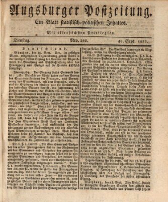 Augsburger Postzeitung Dienstag 19. September 1837