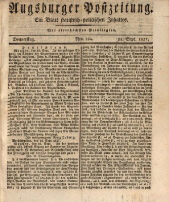 Augsburger Postzeitung Donnerstag 21. September 1837