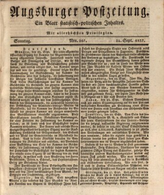 Augsburger Postzeitung Sonntag 24. September 1837