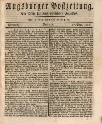 Augsburger Postzeitung Mittwoch 27. September 1837