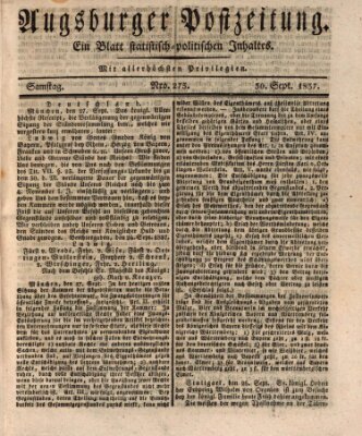 Augsburger Postzeitung Samstag 30. September 1837