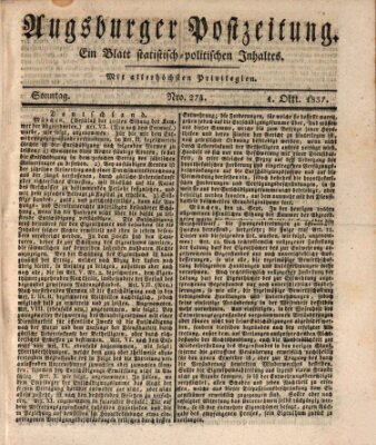 Augsburger Postzeitung Sonntag 1. Oktober 1837