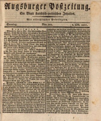 Augsburger Postzeitung Sonntag 8. Oktober 1837