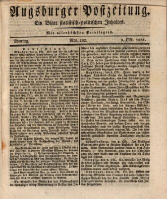 Augsburger Postzeitung Montag 9. Oktober 1837