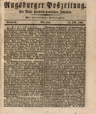 Augsburger Postzeitung Mittwoch 11. Oktober 1837