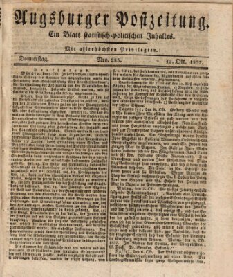 Augsburger Postzeitung Donnerstag 12. Oktober 1837