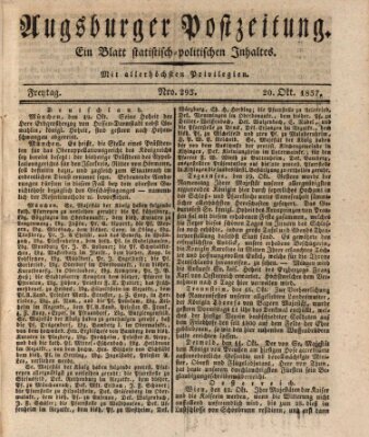 Augsburger Postzeitung Freitag 20. Oktober 1837