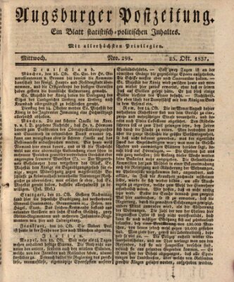 Augsburger Postzeitung Mittwoch 25. Oktober 1837