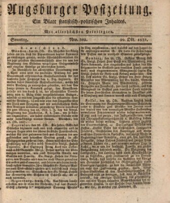 Augsburger Postzeitung Sonntag 29. Oktober 1837