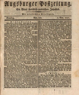 Augsburger Postzeitung Samstag 4. November 1837