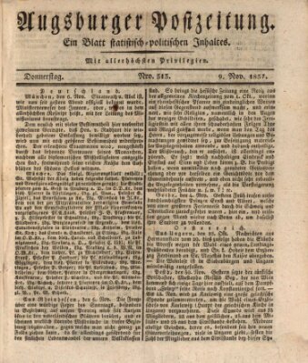 Augsburger Postzeitung Donnerstag 9. November 1837