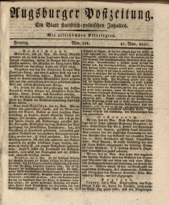 Augsburger Postzeitung Freitag 17. November 1837