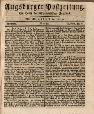 Augsburger Postzeitung Sonntag 19. November 1837