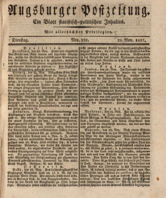 Augsburger Postzeitung Dienstag 28. November 1837