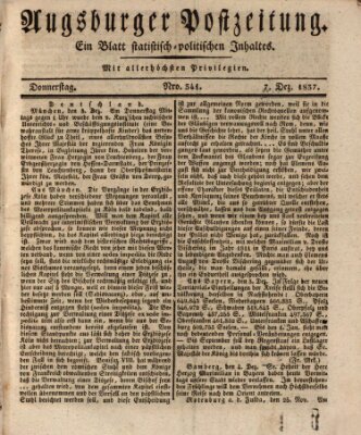 Augsburger Postzeitung Donnerstag 7. Dezember 1837