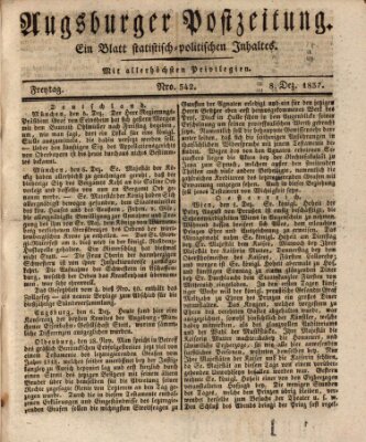 Augsburger Postzeitung Freitag 8. Dezember 1837