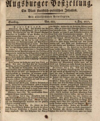 Augsburger Postzeitung Samstag 9. Dezember 1837