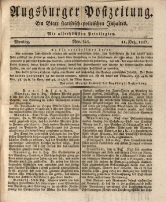 Augsburger Postzeitung Montag 11. Dezember 1837