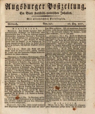 Augsburger Postzeitung Mittwoch 13. Dezember 1837