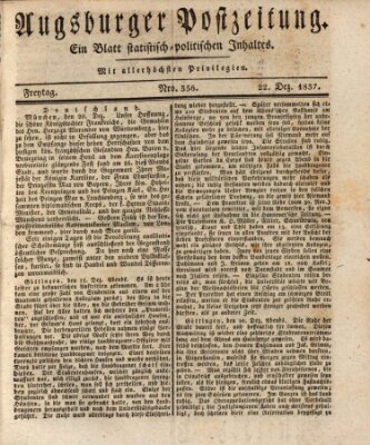 Augsburger Postzeitung Freitag 22. Dezember 1837