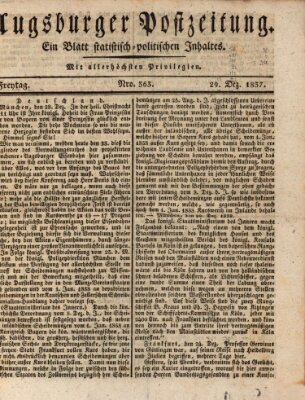 Augsburger Postzeitung Freitag 29. Dezember 1837