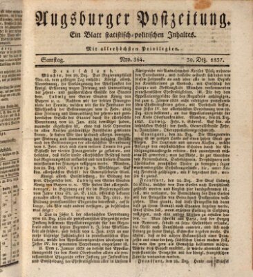 Augsburger Postzeitung Saturday 30. December 1837