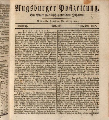 Augsburger Postzeitung Samstag 30. Dezember 1837