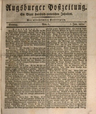 Augsburger Postzeitung Sonntag 7. Januar 1838