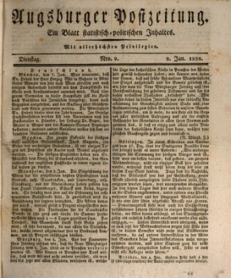 Augsburger Postzeitung Dienstag 9. Januar 1838