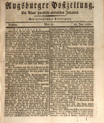 Augsburger Postzeitung Freitag 12. Januar 1838