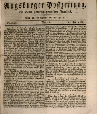 Augsburger Postzeitung Sonntag 14. Januar 1838