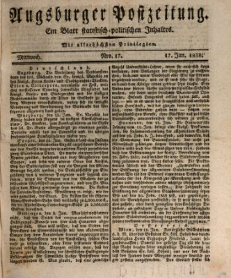 Augsburger Postzeitung Mittwoch 17. Januar 1838