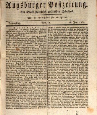 Augsburger Postzeitung Donnerstag 18. Januar 1838